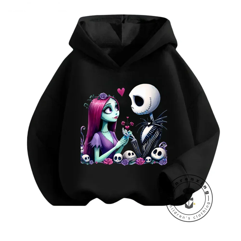 Kid\'s Fashion with The Nightmare Before Christmas Q-Edition Elastic Hoodie Perfect for Boys and Girls in Spring Autumn Season