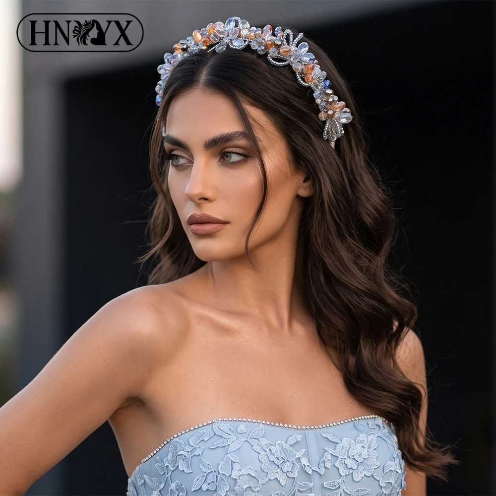YouLaPan Colorful Crystal Bridal Headband With Non-slip Teeth Handmade Rhinestone Wedding Hair Hoop Party Hair Accessory A347