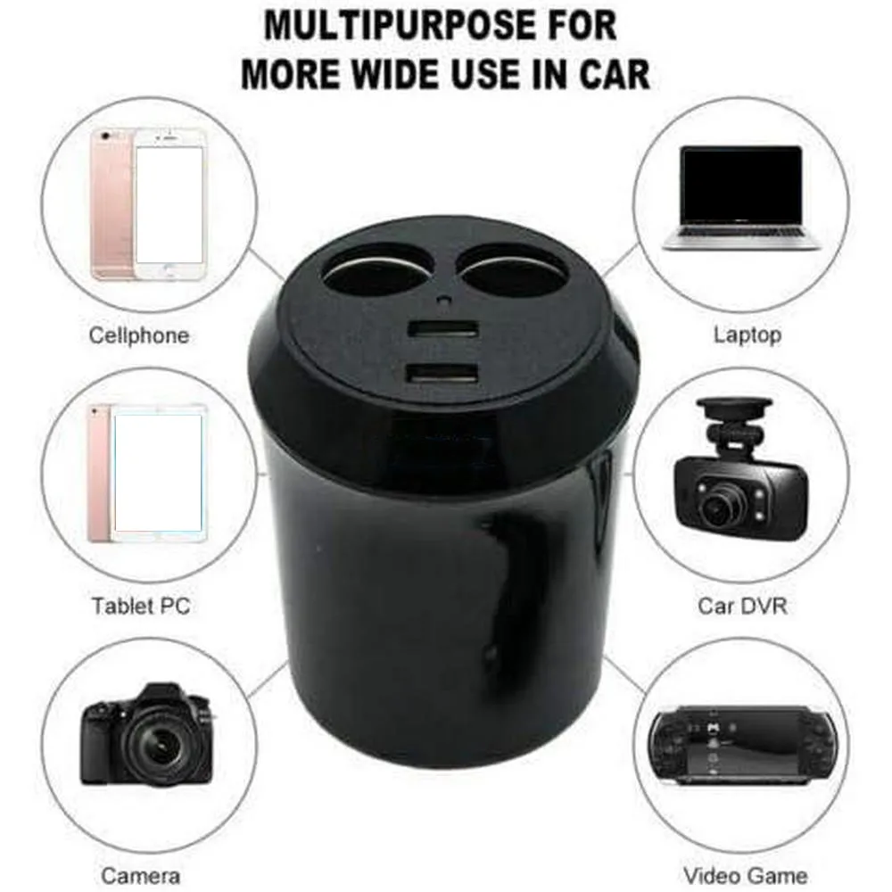 12V Dual Cigarette Lighter Socket Splitter 2-Way Power Adapter Connector for Car Recorder GPS Phone Charger Replacement