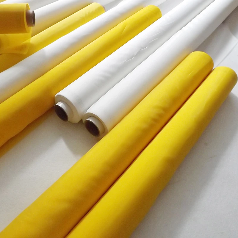 Free Shipping 62T 64um High Tension Textile 100% Polyester Silk Screen Printing Mesh Roll with White Yellow Color Plain Type