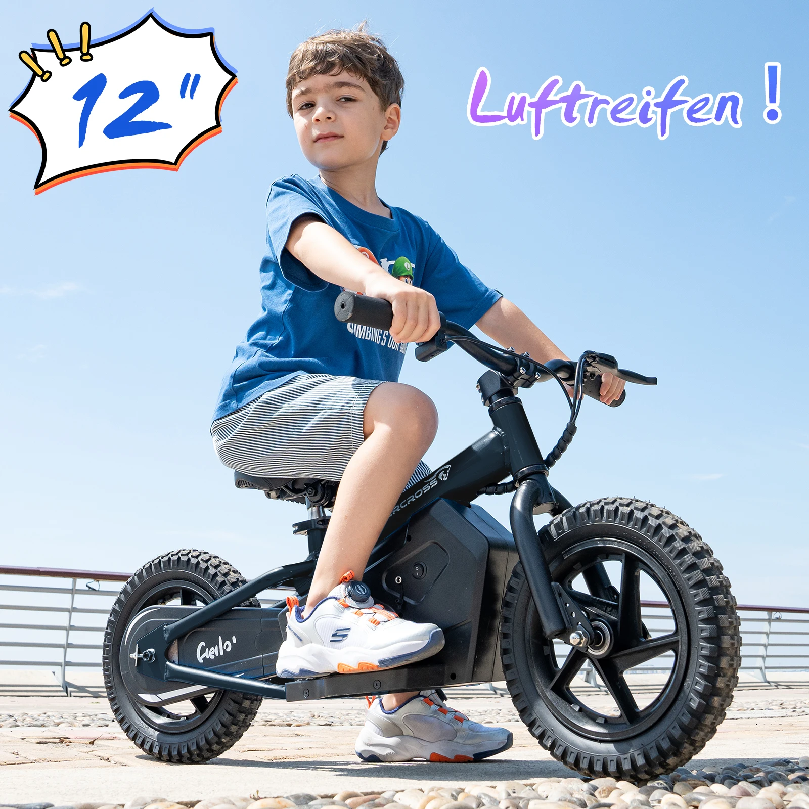 EVERCROSS elektrische loopfiets voor kinderen, 100W peuterfiets met 12 "banden, 24V4AH elektrische motorfiets, cadeaufiets voor 3+jongens meisjes, UL