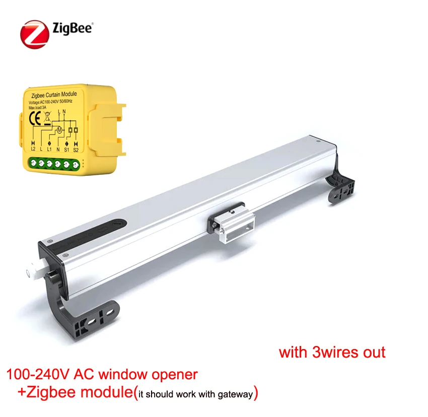 Werkt met Tuya wifi of Zigbee schakelmodule 400mm 220VAC Kettingraamactuator 250N Stuwkracht Automatische Elektrische Raamopener