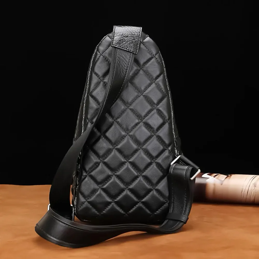 Authentic Crocodile Leather Men's Chest Bag Real Crocodile Leather Men's Fashion Design Diagonal Bag Business Postman Bag