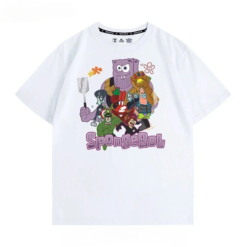 

Summer SpongeBob SquarePants Patrick Star Joint Animation Women's Short Sleeve Top Cartoon T-Shirt Pure Cotton Y2K Top