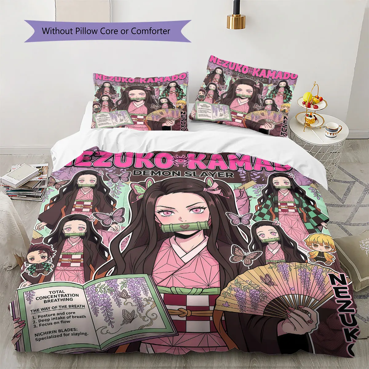 Demon Slayer Kimetsu no Yaiba Soft Duvet Cover Kid's Bedding Set,Extra Large Size Holiday Gift Various Sizes Available -HE79