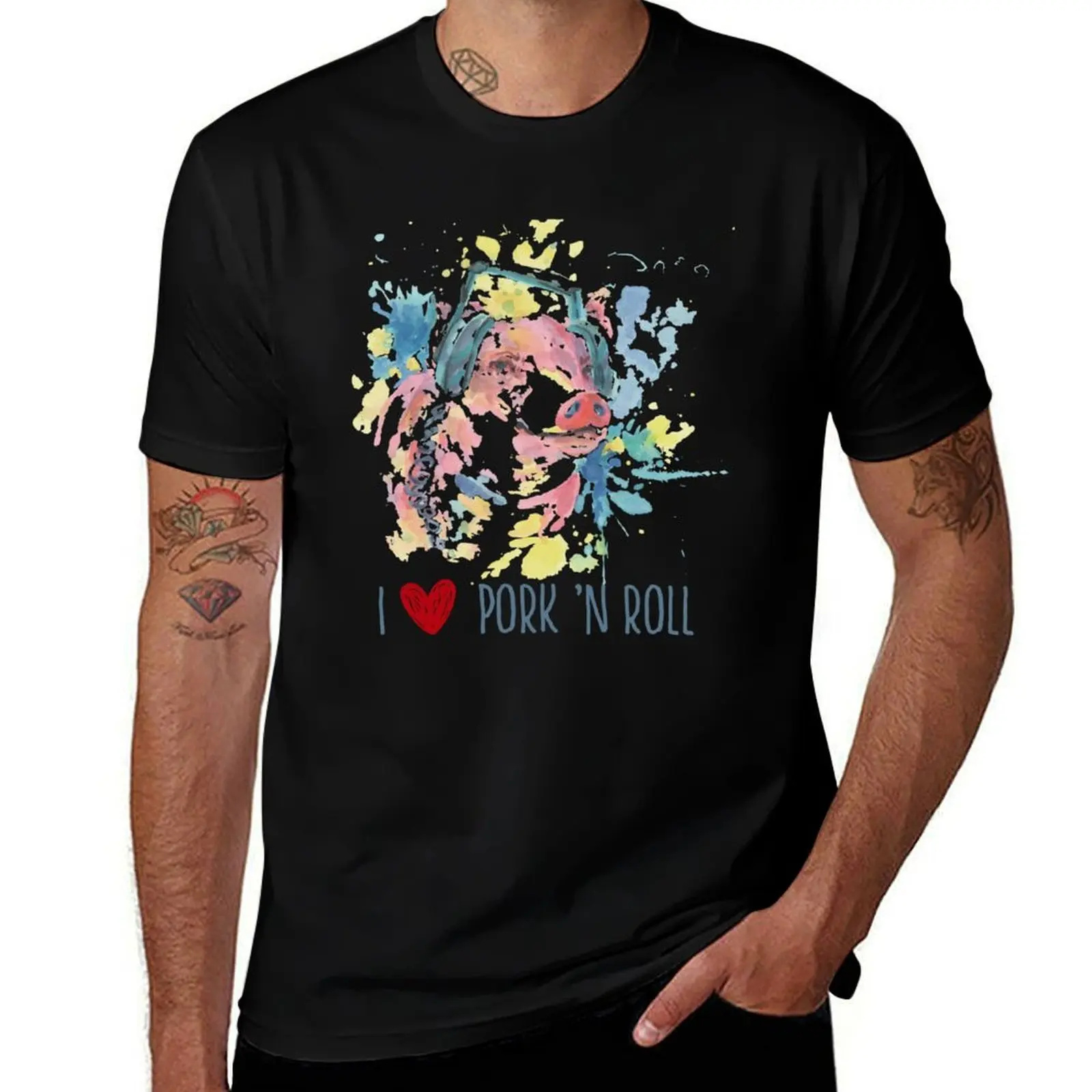 

Pork Rock and Roll Pig T-Shirt animal prinfor boys Funny t-shirt korean fashion anime tshirt T-shirts for men cotton