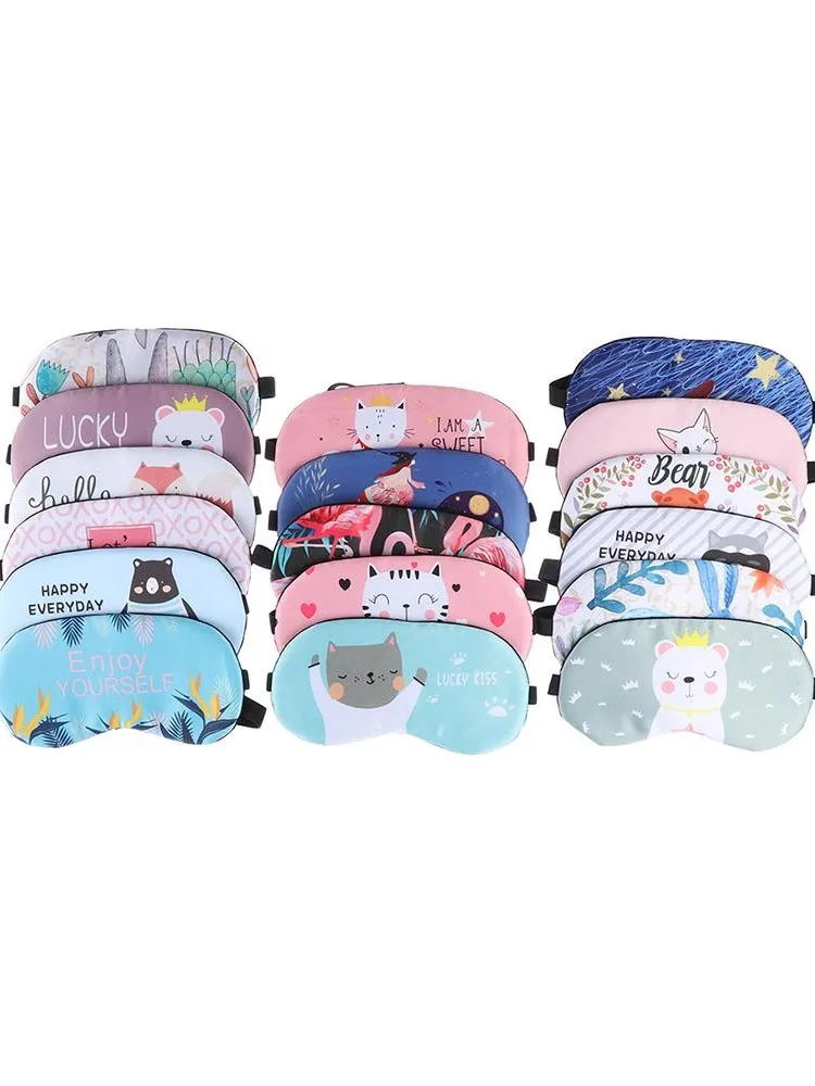 1pc bawełna kreatywny piękny Cartoon dla oczu podróży relaks pomoc w zasypianiu przepaska na oko cieniowanie maska na oczy maska do spania Eyepatch osłona oczu — zdjęcie 2