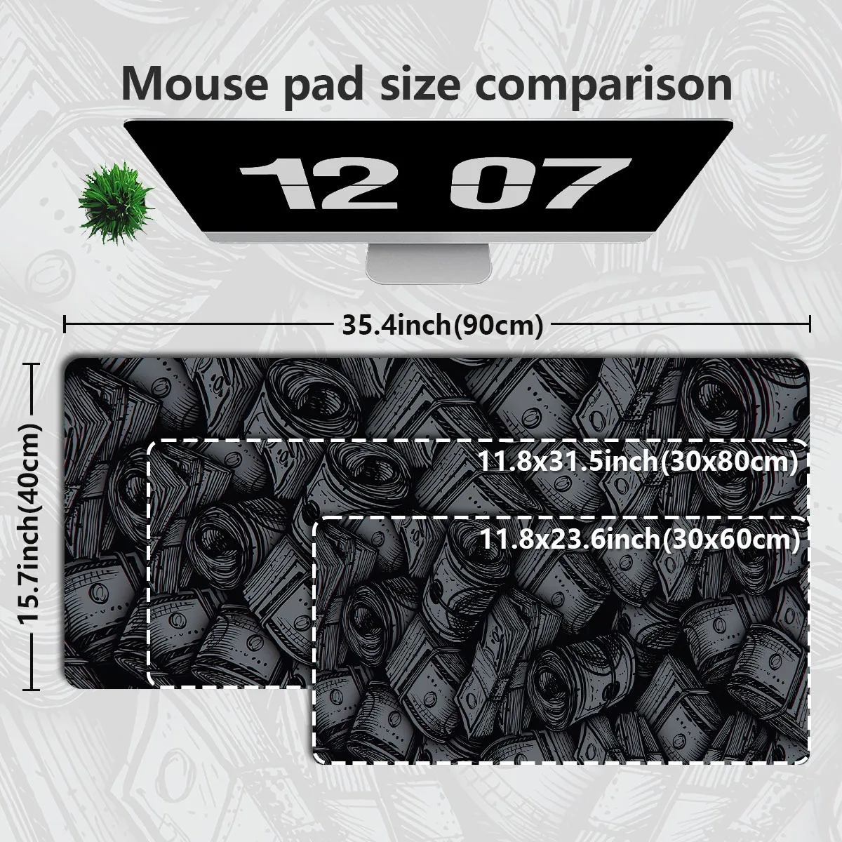 

XL Gaming Desk Mat w/ Dollar Print. Non-Slip Base. Durable Polyester. Perfect for Office, Game Room Workspace Organizer