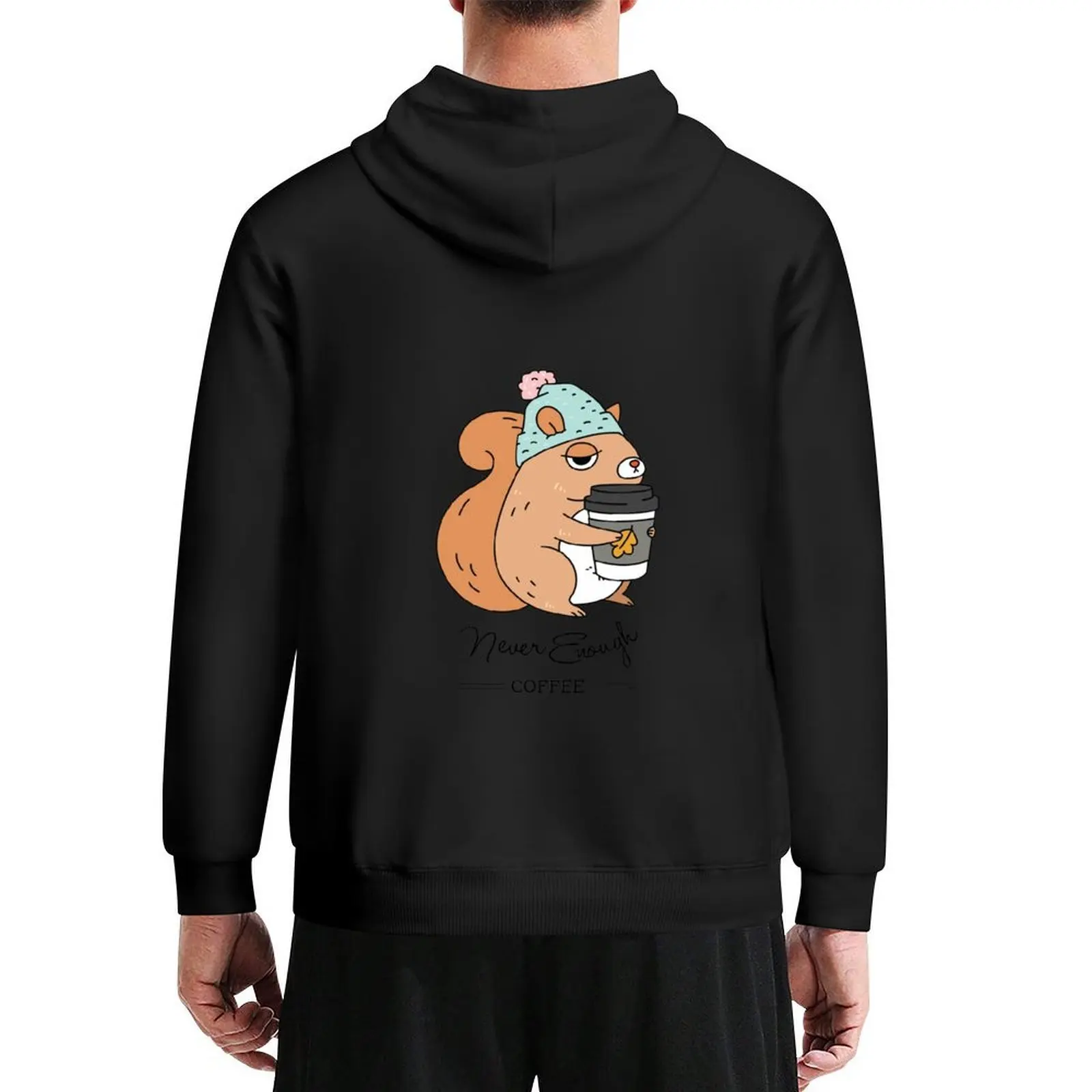 

Squirrel, never enough coffee Hoodie mens clothing blouse winter clothes men's oversize hoodie