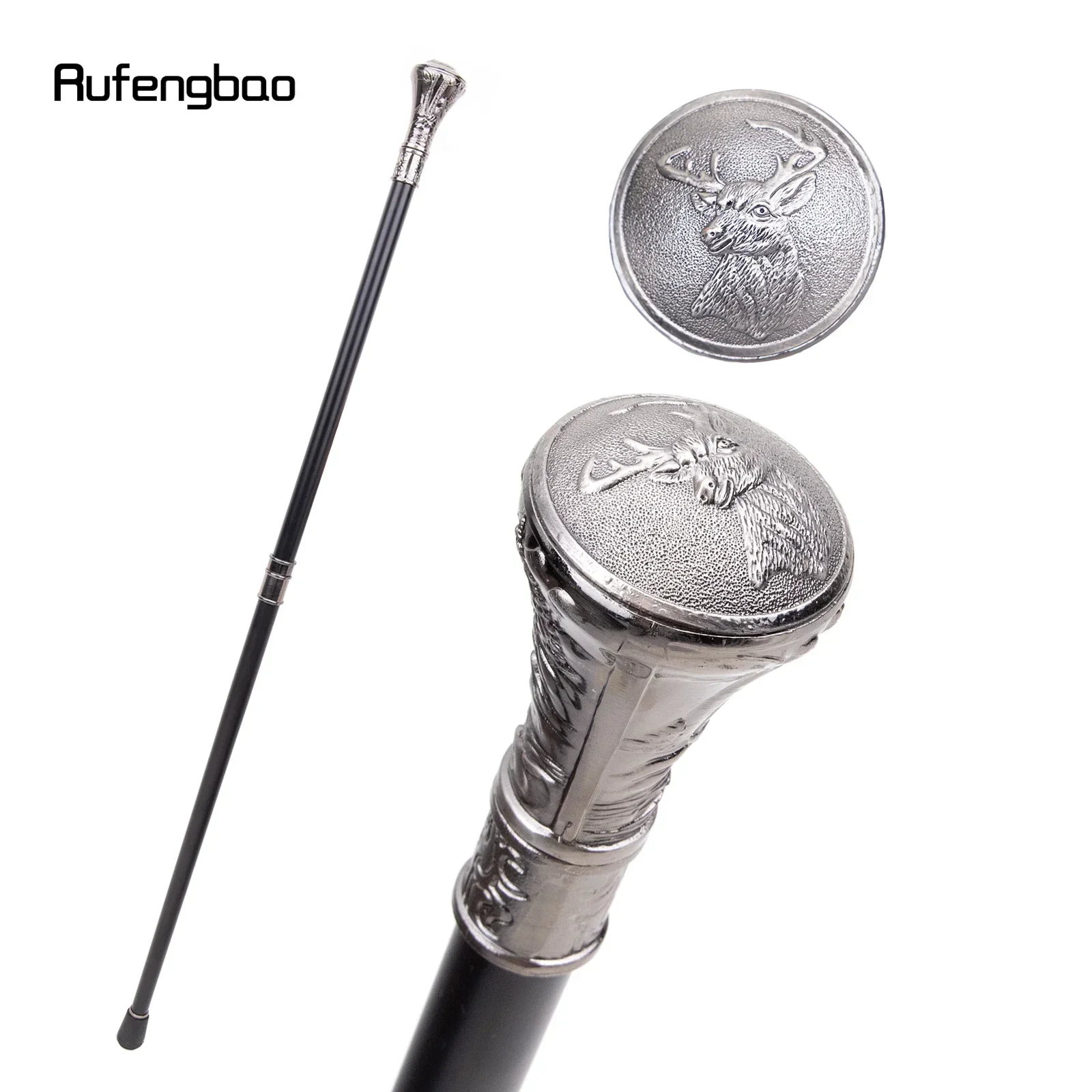 Sika Deer Head Totem Relief Walking Cane Fashion Walking Stick Gentleman  Performance stage Cane 93cm