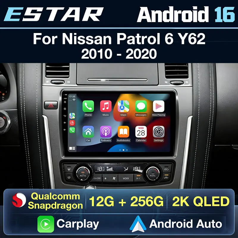 

Wireless Carplay Android 16 For Nissan Patrol 6 Y62 2010 - 2020 Car Radio RDS Multimedia GPS 360 Camera Stereo QLED Video Player