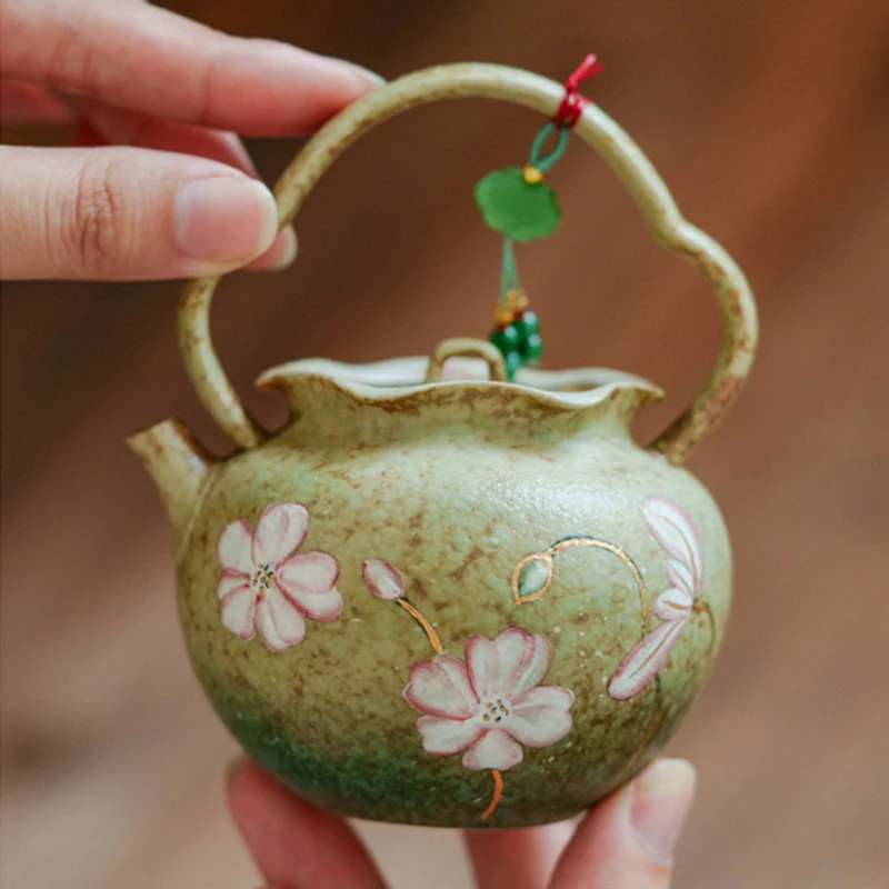 140ml Chinese Handmade Ceramic Teapot Creative Lotus Flower Shape Tea Pot Household Filter Kettle Zen Tea Infuser Pot Tea Set