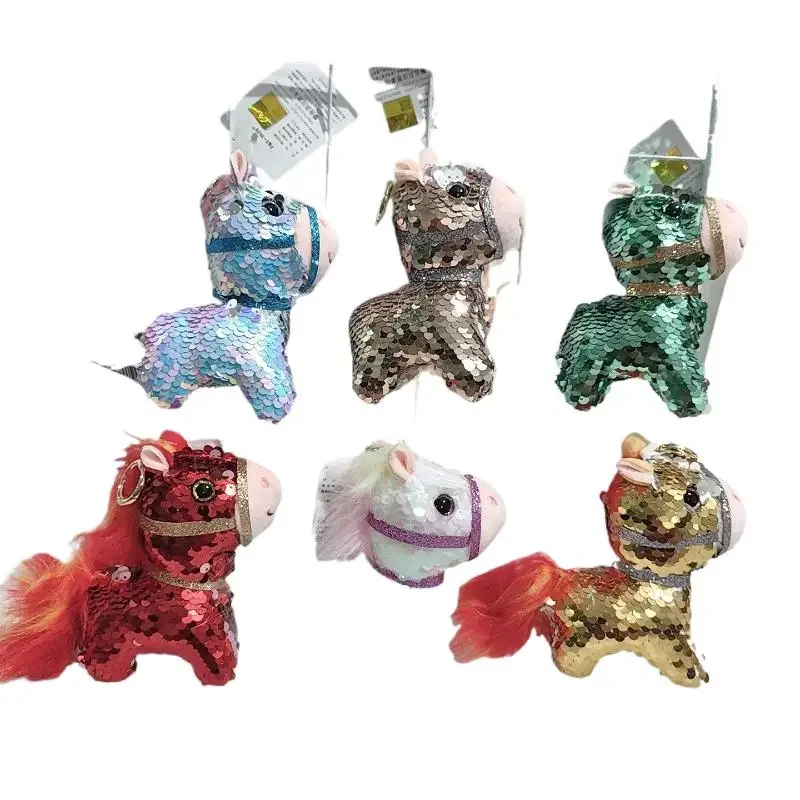 Sac à dos poney coloré à paillettes, 1 pièce, ornement, poupée, Animal en peluche, cheval, porte-clés, décoration suspendue, pendentif, jouet pour enfants