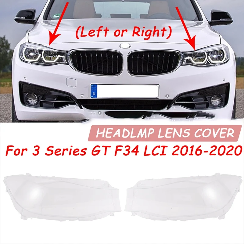 

For-BMW 3 Series GT F34 LCI 2016-2020 Car Headlight Lens Cover Headlight Transparent Lampshade Shell Glass