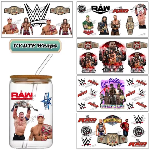 Popular Sports Pattern 16OZ UV DTF Cup Wrap Transfer Sticker Custom Label Durable Waterproof Logo For Libbey Glass Can