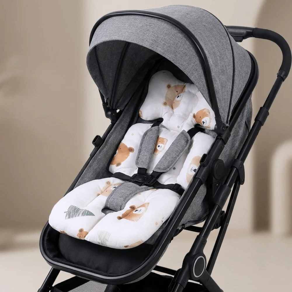 Cute Cotton Stroller Seat Cushion Soft Breathable High Chair Liner Pad Protective Cartoon Pattern Stroller Accessories Travel