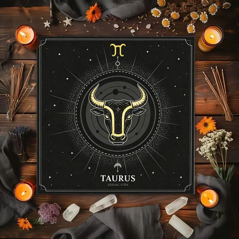 Taurus Zodiac Moon Phase Tree Of Life Celtic Triangle Altar Cloth Tarot Card Tablecloth Astrology Meditation Decoration