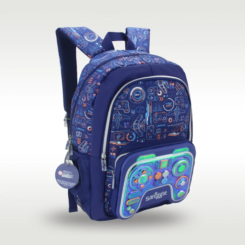 Australia smiggle children's schoolbag boys Blue game console shoulder backpack student supplies  16 inches