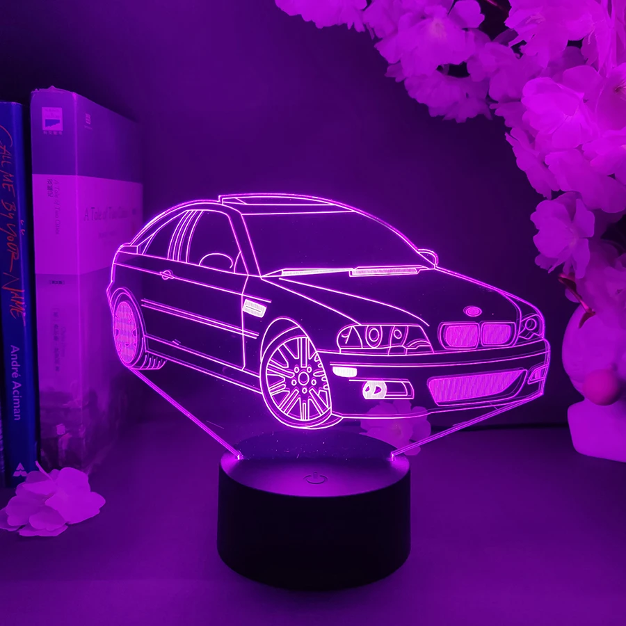 Car LED 3D Illusion Acrylic Lamp 7 Color Changing Nightlight for Boys Bedroom Decoration Christmas Gift Aesthetic Room Decor