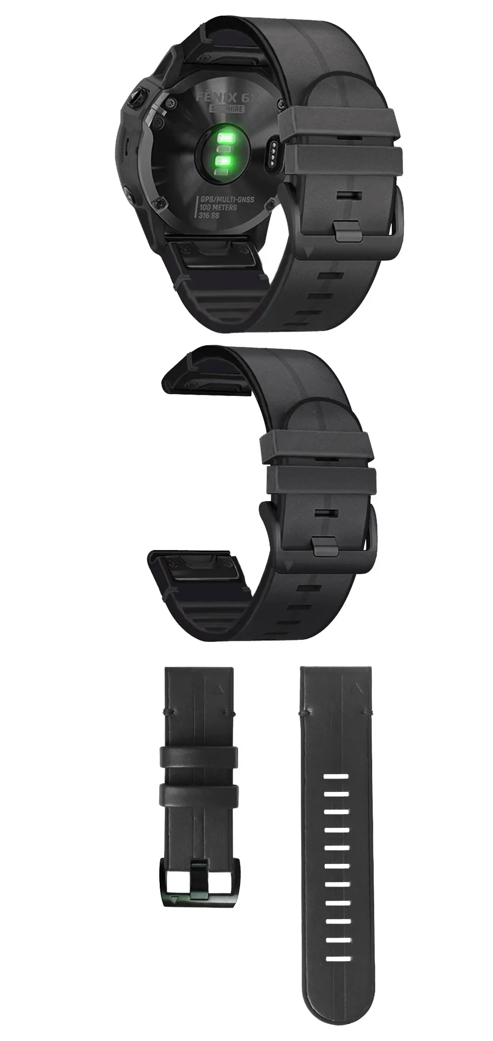 Premium-Luxus-Leder- und Silikonarmband für Garmin Fenix 9Pro 47mm 51mm 9 8 E 7 7X Pro 6X Plus QuickFit 22/26mm Uhrenarmband – Detail 6