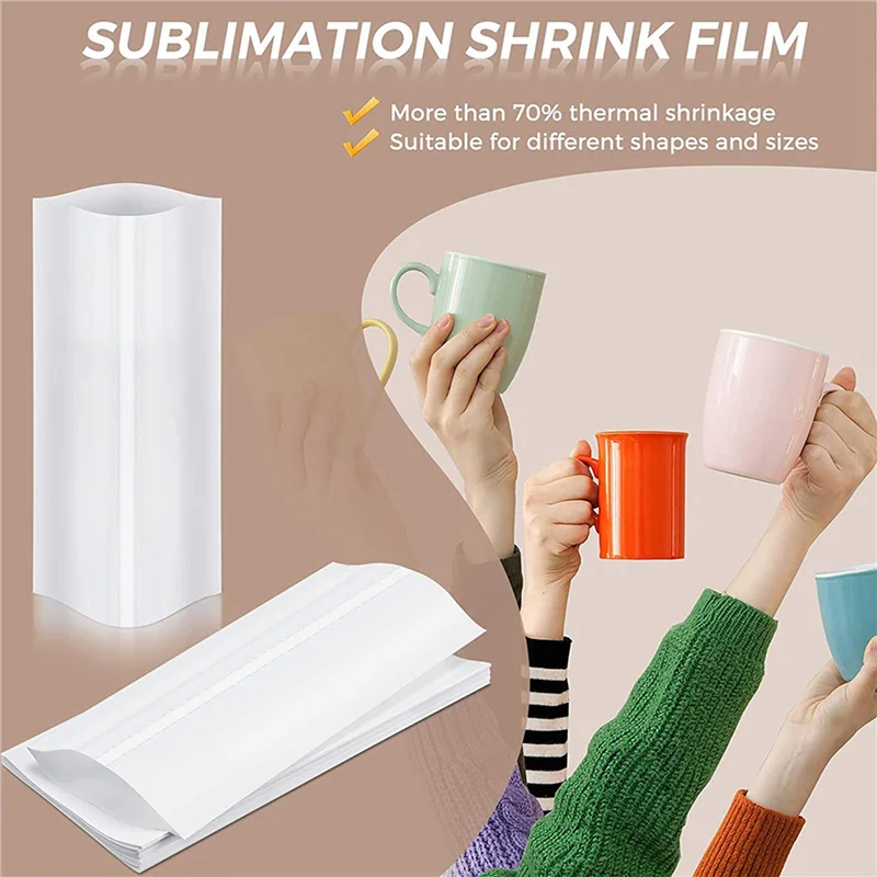 

ABVT-280Pcs Sublimation Shrink Wrap Film 5X10 Inch Heat Transfer Shrink Film Shrink Wrap Bags White Shrink Wrap Bands For Mug