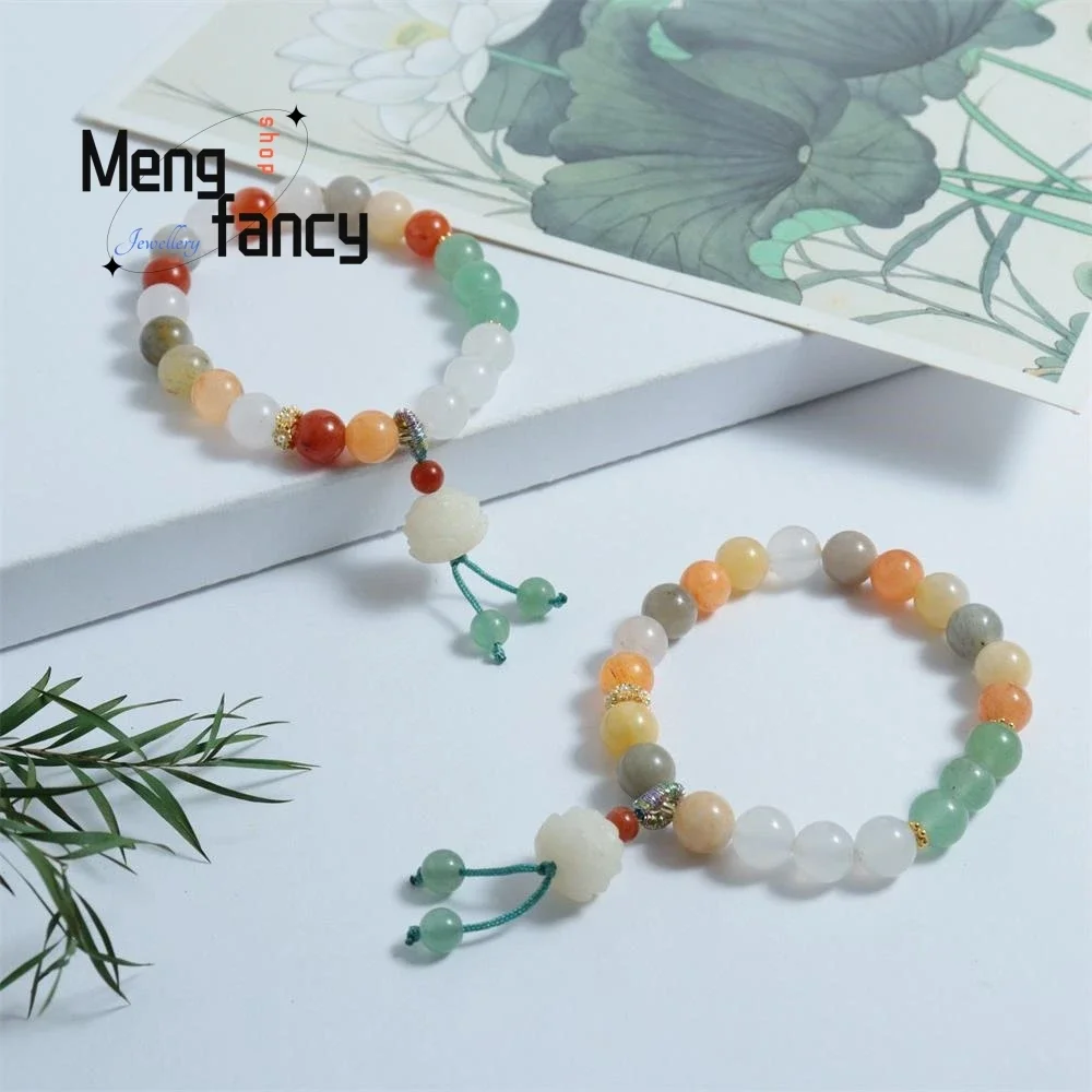 

Natural Golden Silk Jade Multi-Precious String Lotus Exquisite Elegant Simple High-grade Luxury Fashion Jewellery Holiday Gifts