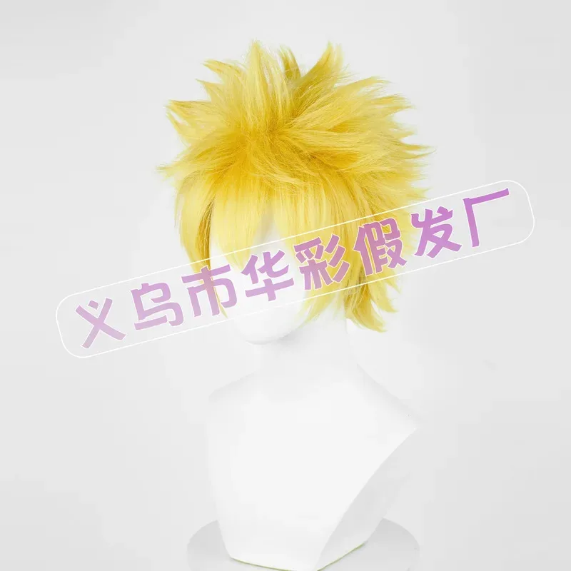 أنيمي اوزوماكي تأثيري قصيرة ذهبية مختلطة رقيق أشعث الطبقات مقاومة للحرارة الشعر الاصطناعية + عقال + شعر مستعار Capv؛ 2، r'6؛ t.