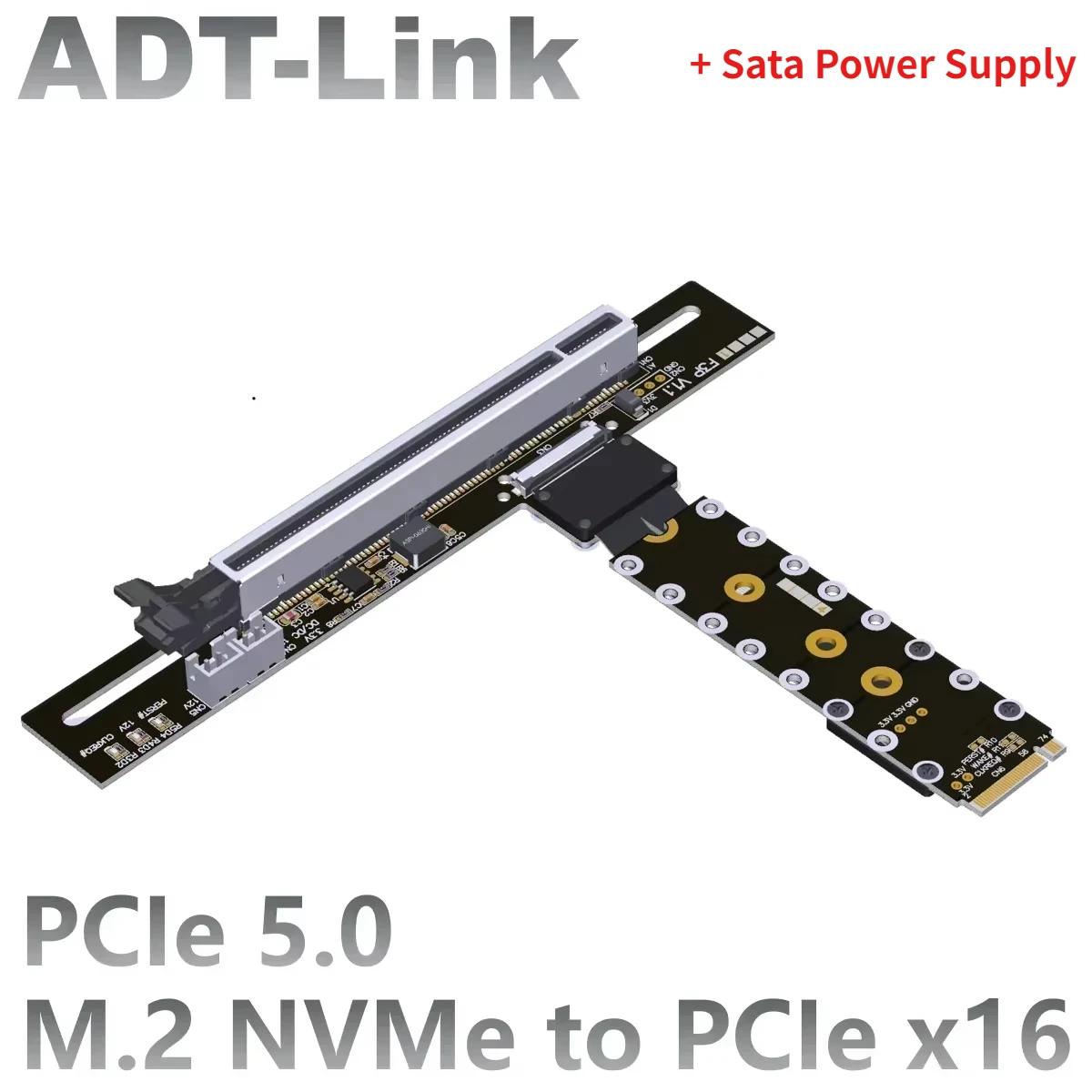 ADT-Link PCIe 5.0 M.2 NGFF NVMe to PCIe x16 GPU Extender Cable FFC High Speed Lossless GEN5 Adapter For Nvidia/AMD Graphics Card