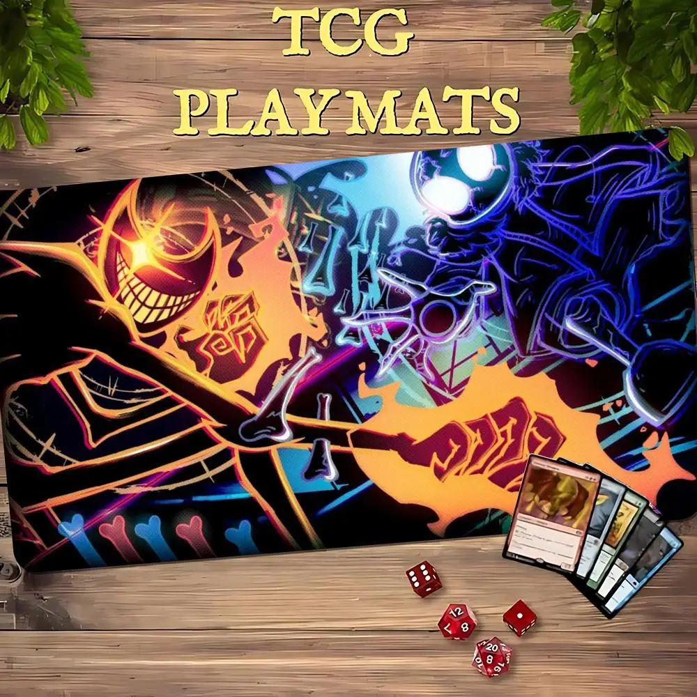 Flame Skeleton Warlock Mouse Pad Card Playmat Stitched with Magic Zones Tabletop for MTG/TCG Card Battle Commander Gaming Mat