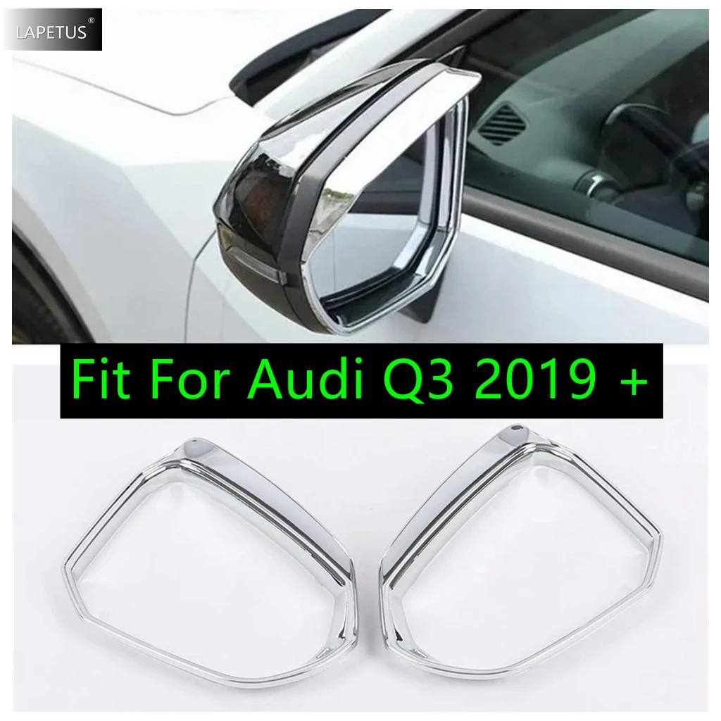 

Chrome Auto Rearview Mirror Rain Shade Rainproof Blades Eyebrow Decor Frame ABS Accessories Cover Trim For Audi Q3 2019 - 2024