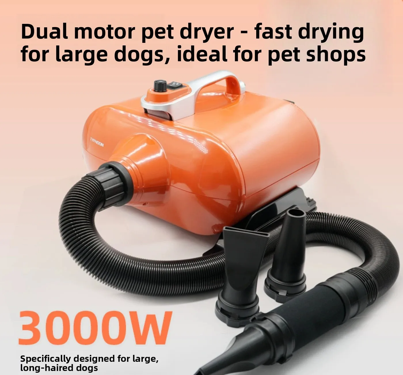 ZHAYA Pet Hair Dryer High Power Dual Motor Adjustable Speed Dog Blow Dryer for Large Breeds Grooming Salon Quiet Force Air