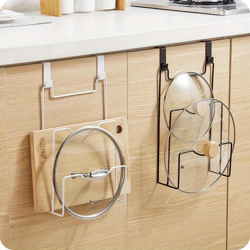 Pendurado Pot Lid Rack, Suporte De Armazenamento Para Armário, Porta Tábua De Corte, Organizador De Cozinha, Pan Cover, Cabide De Toalha, Suporte