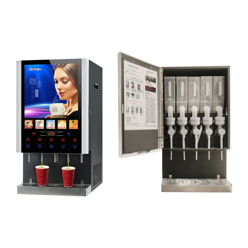 50SCW-12L 5 Selections Hot Ice Coffee Machine Commercial Water Dispenser Fully Automatic Milk Tea Vending Machine