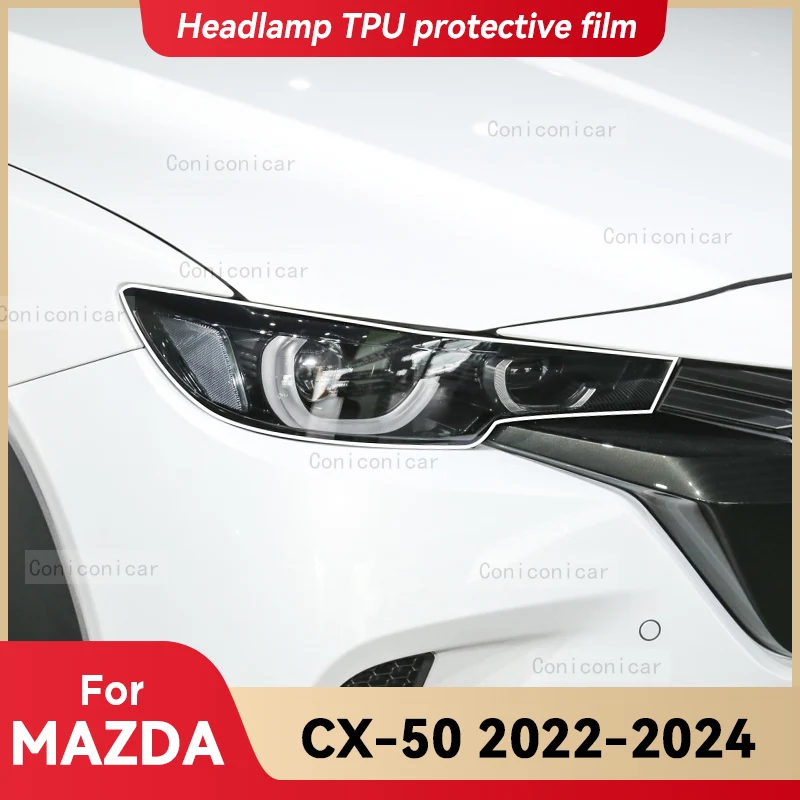 

For MAZDA CX-50 2022-2024 Car Headlight Transparent TPU Protective Cover Film Front Light Tint Change Color Sticker