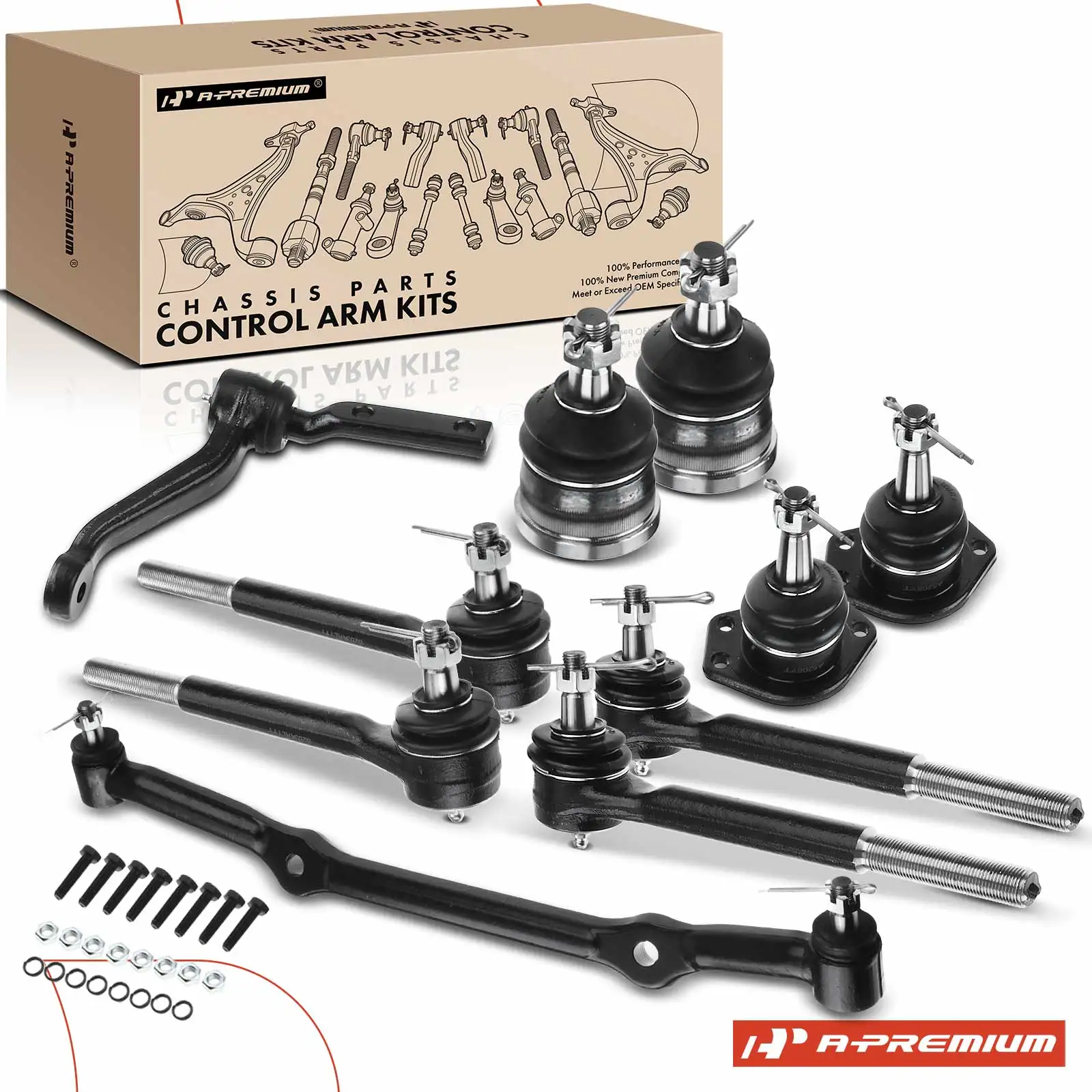 A-Premium 10x Idler Arm & Tie Rod End for Chevrolet Blazer 1995 S10 1982-1995 GMC S15 1982-1990 Jimmy 1992-1995 Sonoma 1991-1995