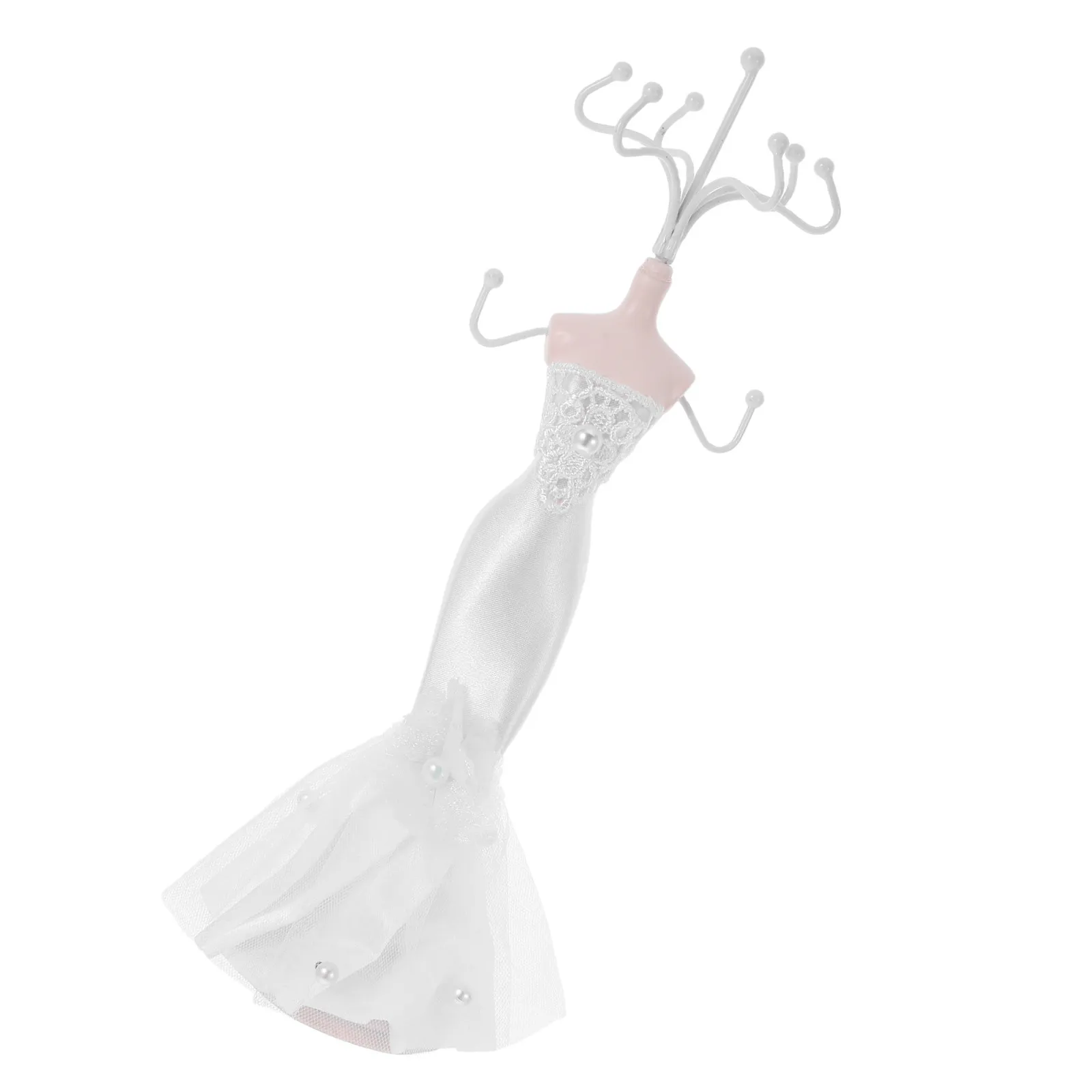 

Elegant Jewelry Display Stand for Bridal Evening Gown Necklace Ring Bracelet Organizer Holder White Mannequin Trinket Storage