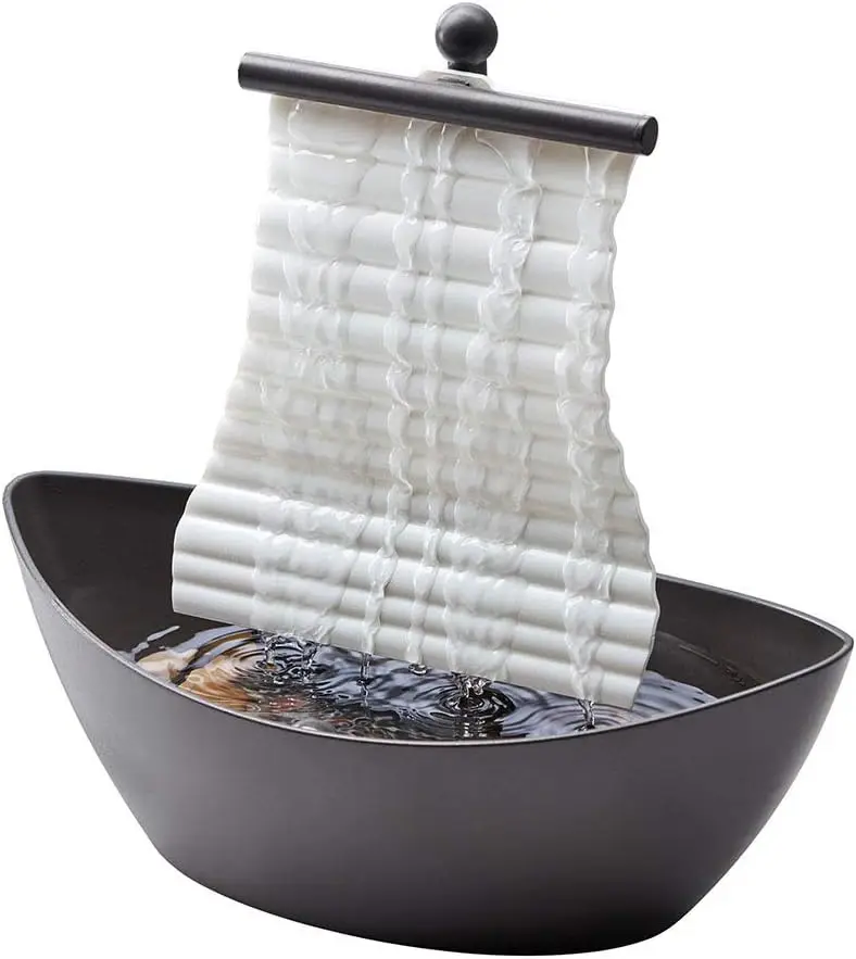 

Настольный фонтан для дома и офиса с LED-подсветкой и звуком водопада, 6.10x4.25x10 дюймов