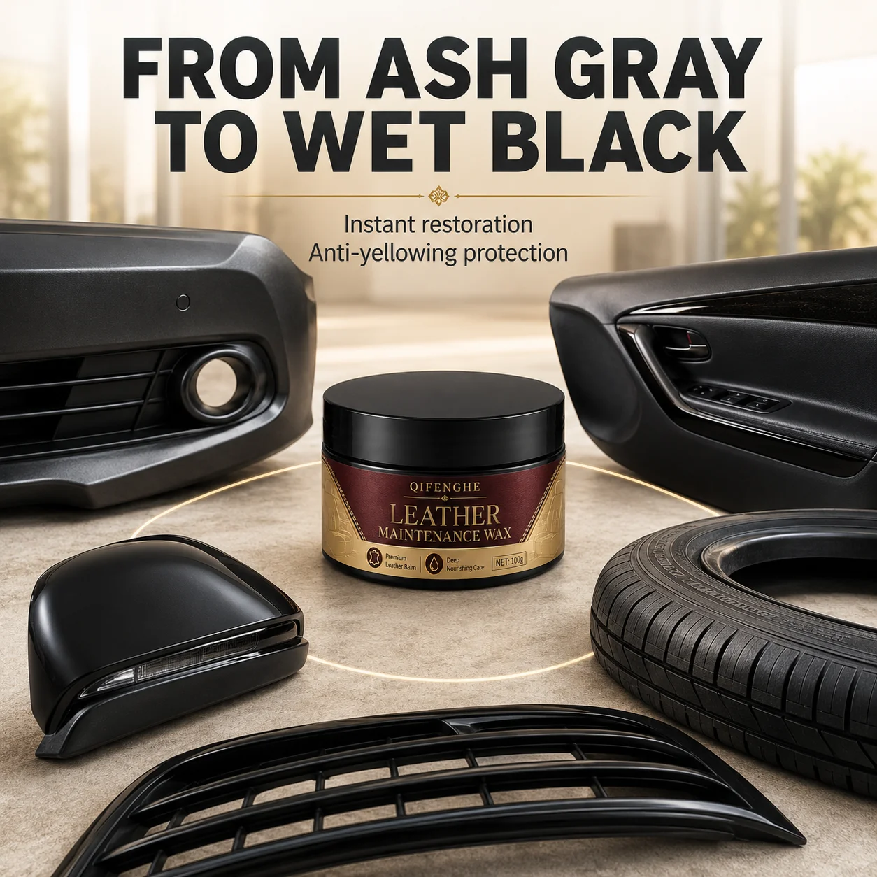 QIFENGHE High Grade Leather Care Balm Deep Nourish Anti-Aging Long Lasting Gloss Protective Wax Cream