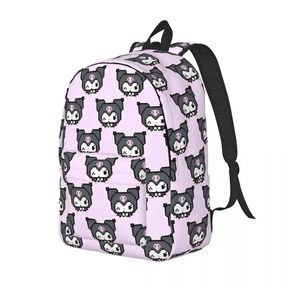 Zaino Kawaii Pixel Kuromi per uomo donna adolescente scuola superiore lavoro zainetto simpatico cartone animato borse di tela per computer portatile all'aperto