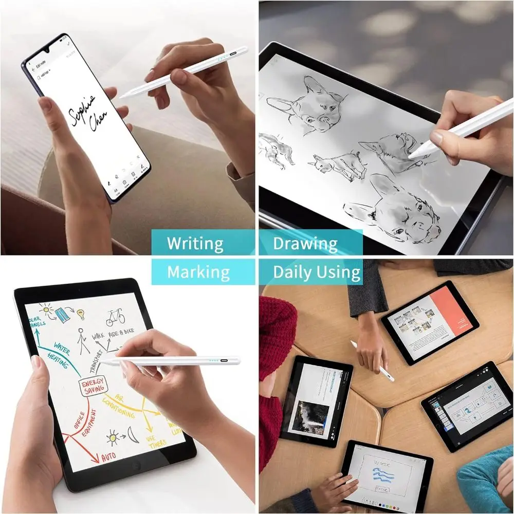 充電式スタイラスペン携帯電話パームリジェクションスクリーンペンシル傾斜感度バッテリーインジケーターiPad mini Air Pro用