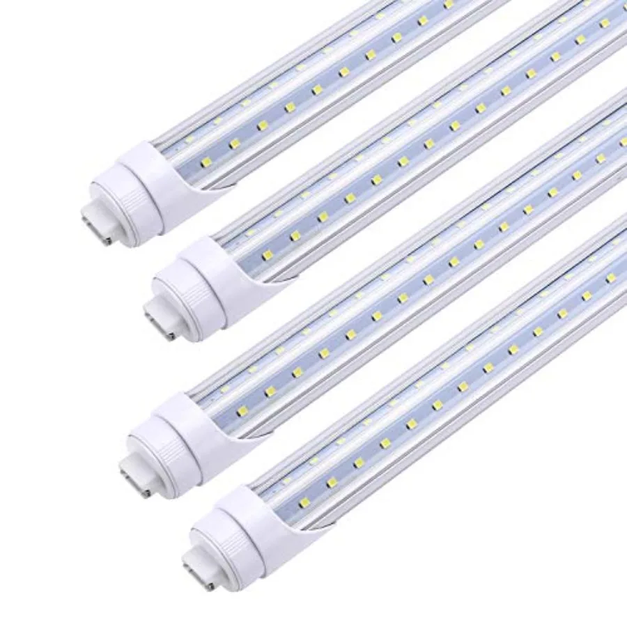 

R17D/HO 8Feet LED Bulbs V Shaped Dual Row Clear Cover 65W 6000K Cold White T8 8Feet LED Tube Light with R17D Rotatable Base 8Fe