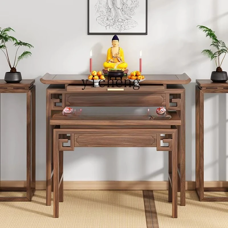 GZ-15  New Chinese Style Altar Incense Burner Table Domestic Buddhist Hall Solid Wood Buddha Table Desk Altar Cabinet