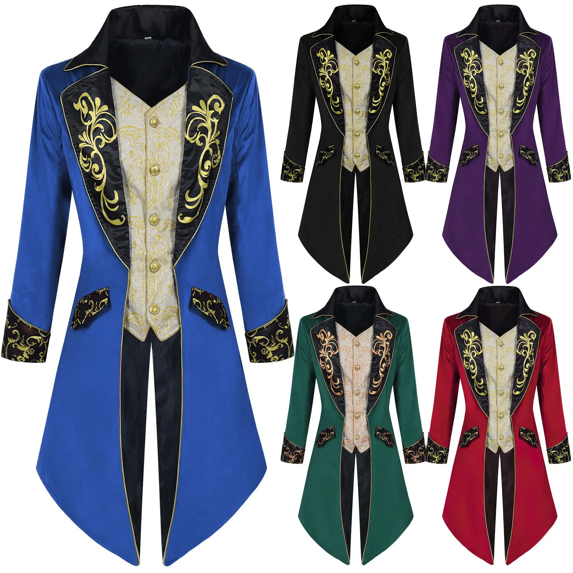 

Men Gothic Victorian Jacket Vintage Velvet Tailcoat Medieval Frock Coat Uniform Renaissance Cosplay Customized Clothes