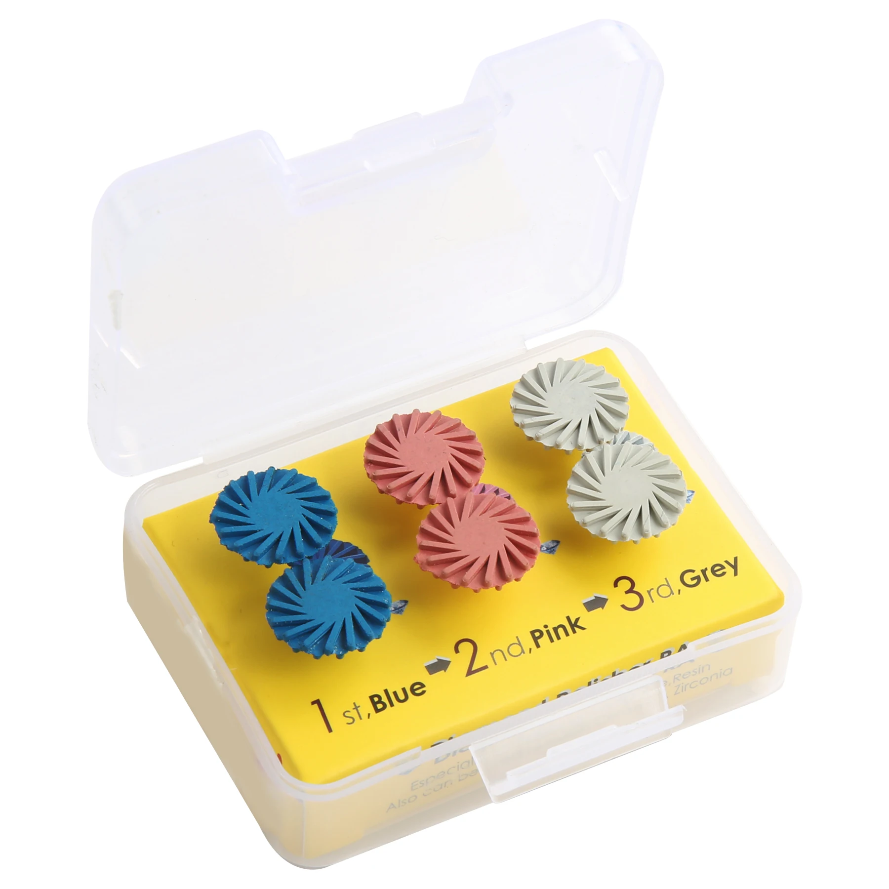 6Pcs/Set Dental Rubber Polisher Composite Resin Polishing Discs Diamond System Burs RA Dentistry Polish Wheel Spiral Flex Tools