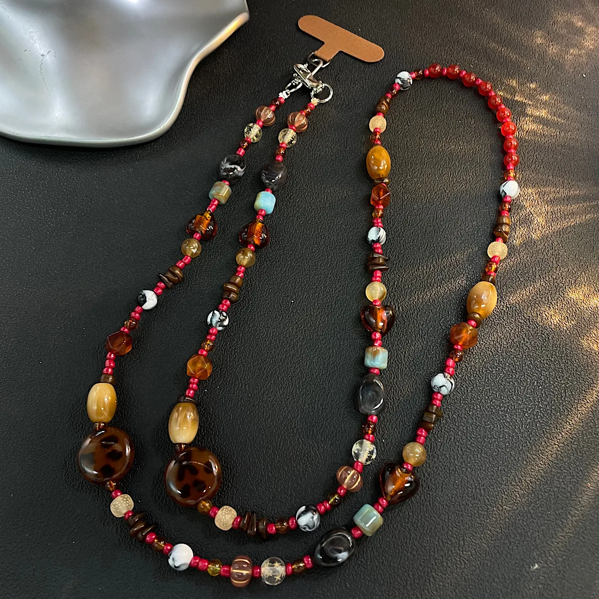 

Personalized Creative Leopard Print Bead Long Crossbody Hanging Rope Chain Phone Case Bag Ccd Universal Pendant