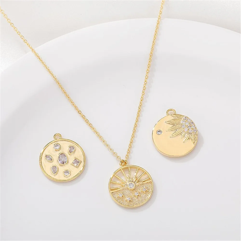 

14K Gold Micro Inlaid Zircon Planet Sun Pendant Handcrafted DIY Bracelet Necklace Ear Jewelry Material Accessories L469
