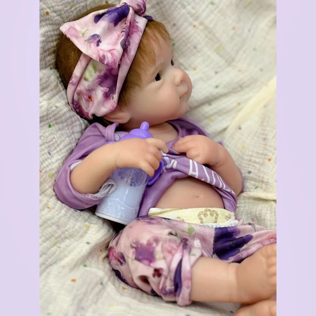 Verwurzeltes Mohair, 45 cm, bemalt, Bettie, massives Silikon, wiedergeborene Mädchenpuppe mit offenem Mund, waschbare Bebe-Puppe, wiedergeborenes Tam Silikonbaby