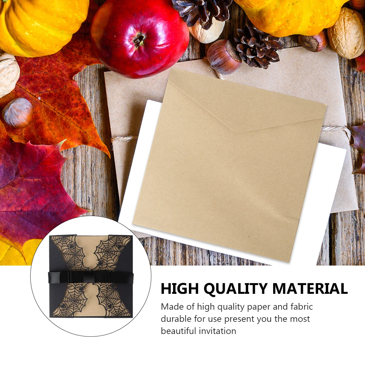 10Pcs Halloween Invitation Cards Envelopes Bow Decor Party Favor Spider Web Design Halloween Party Invitation Cards