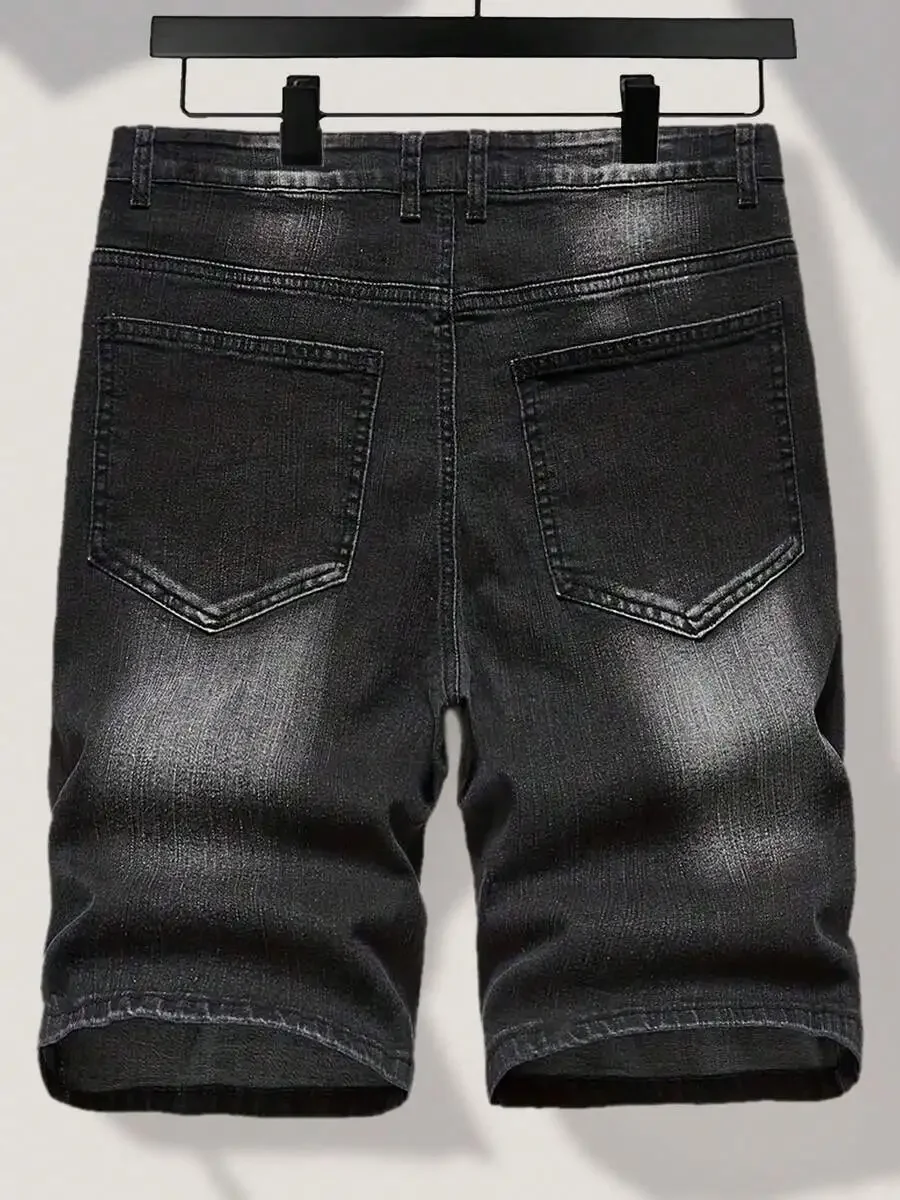 

Mens Stretch Slim Fit Denim Shorts Casual Black