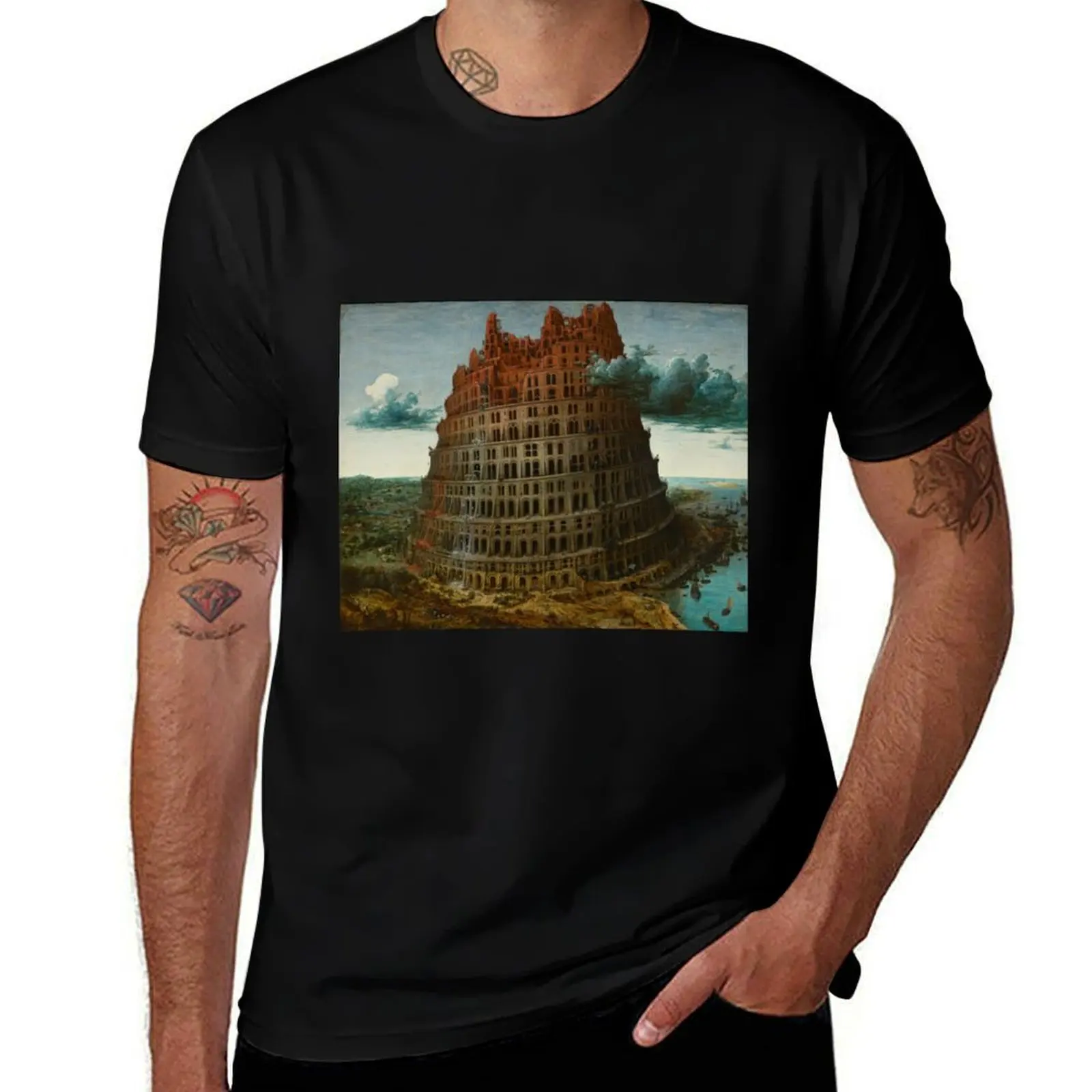 The Tower of Babel (Bruegel) T-Shirt Daily Wear Plain Short Sleeve Shirt